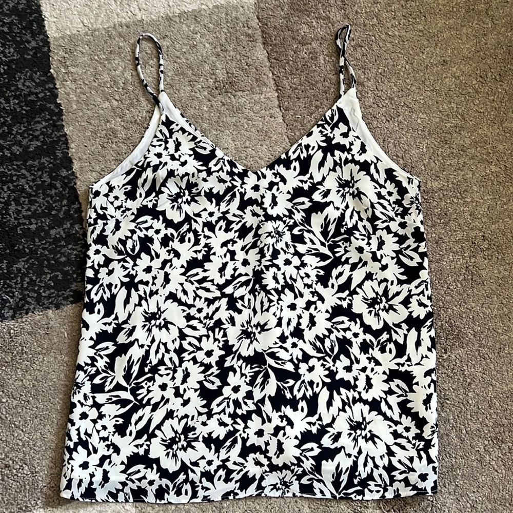 H&M Floral Navy/White Tank